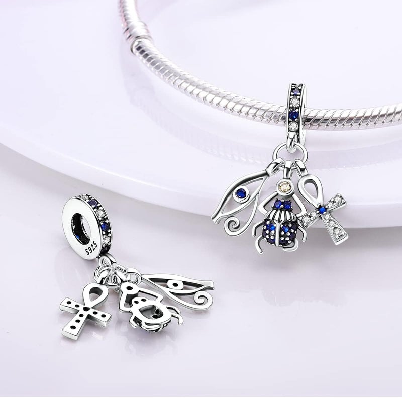 MULA 925 Sterling Silver Charms for Bracelets and Necklaces Lucky Home Happy Family Forever Love Mom Beads Dangle Pendants Jewelry for Women - Image 3